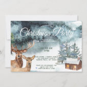 素朴な森の動物のクリスマス パーティー 招待状 (正面)