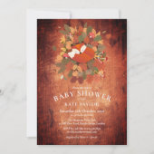 素朴な森の子狐 ウッドランド ベイビー シャワー 招待状 (正面)