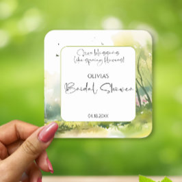 素朴な森の春のブライダルシャワー スクエアペーパーコースター