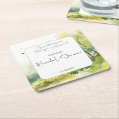 素朴な森の春のブライダルシャワー スクエアペーパーコースター (アングル)