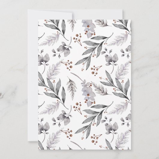 素朴な森の水彩画 キツネのウェディング 招待状 (裏面)