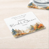 素朴な森の秋のウェディングシャワー スクエアペーパーコースター (アングル)