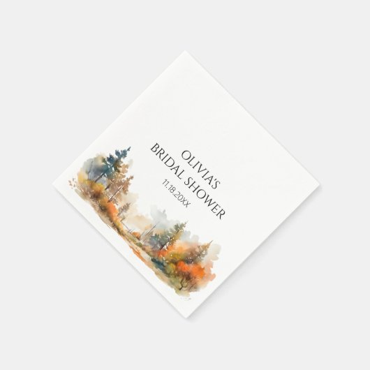 素朴な森の秋のブライダルシャワー スタンダードカクテルナプキン (角)