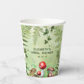 素朴な森の緑のキノコと植物 紙コップ (裏面)