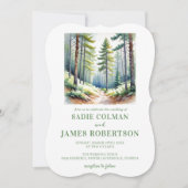 素朴な森の緑の森の結婚式招待状 招待状 (正面)