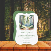 素朴な森の緑の森の結婚式招待状 招待状