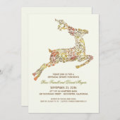 素朴な森の花と鹿の秋のレセプションディナー 招待状 (正面/裏面)