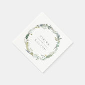 素朴な森の葉の水彩画の花輪 スタンダードカクテルナプキン (角)