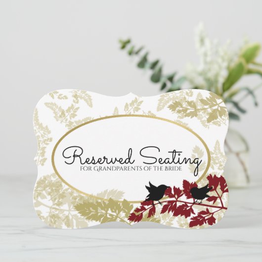 素朴な森の鳥 バーガンディーとゴールド 予約済み 招待状 (スタンド正面)