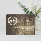 素朴な森の鹿とシカのレセプション情報カード 招待状 (スタンド正面)