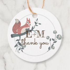 素朴な森の squirrel Kraft モノグラム ありがとう フェイバータグ