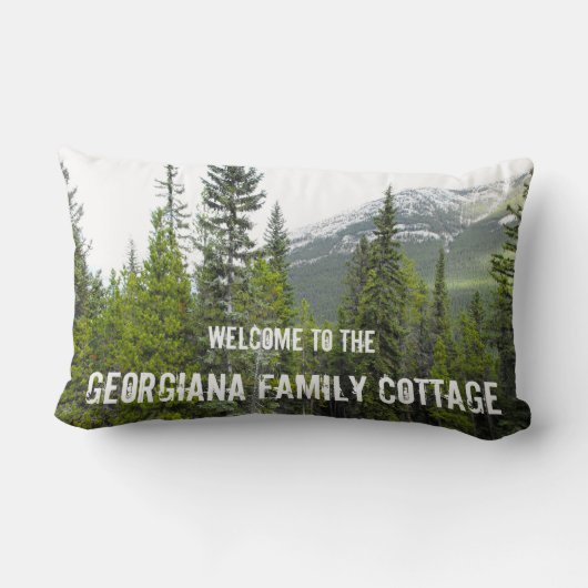 素朴な森林および山のコテージの歓迎の枕 ランバークッション (裏面)