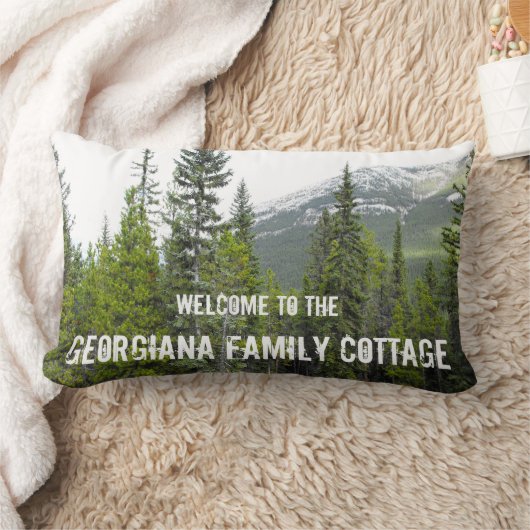 素朴な森林および山のコテージの歓迎の枕 ランバークッション (ブランケット)