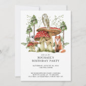 素朴な森林の野生動物の誕生日 招待状 (正面)