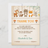 素朴な森林ベビーシャワーの森林サンキューカード 招待状 (正面)