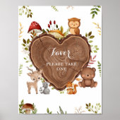素朴な森林動物の赤ちゃんシャワー歓迎サイン ポスター (正面)