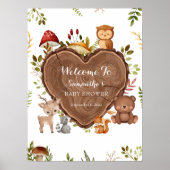 素朴な森林動物の赤ちゃんシャワー歓迎サイン ポスター (正面)