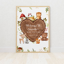 素朴な森林動物の赤ちゃんシャワー歓迎サイン ポスター