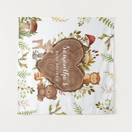 素朴な森林動物の赤ちゃんシャワー タペストリー (正面(横))