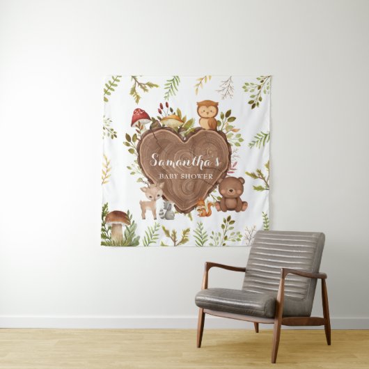 素朴な森林動物の赤ちゃんシャワー タペストリー (インサイチュ)