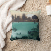 素朴な森林秋の夕日 クッション (ブランケット)