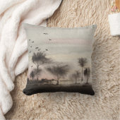 素朴な森林秋の夕日 クッション (ブランケット)