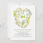 素朴な森林緑の草木はブライダルシャワーを包みます 招待状 (正面)