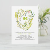 素朴な森林緑の草木はブライダルシャワーを包みます 招待状 (スタンド正面)