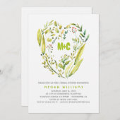 素朴な森林緑の草木はブライダルシャワーを包みます 招待状 (正面/裏面)