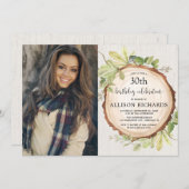 素朴な森林誕生会の大人年齢の写真 招待状 (正面/裏面)