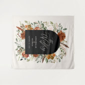 素朴な植物のウェディング ウェルカムスクリプト テラコッタ タペストリー (正面(横))