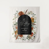 素朴な植物のウェディング ウェルカムスクリプト テラコッタ タペストリー (正面)