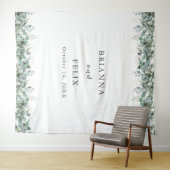 素朴な植物のユーカリのグリーンウェディング タペストリー (インサイチュ(横))