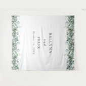 素朴な植物のユーカリのグリーンウェディング タペストリー (正面(横))