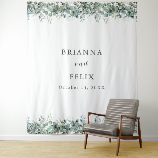 素朴な植物のユーカリのグリーンウェディング タペストリー (インサイチュ)