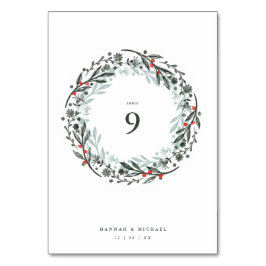 素朴な植物の水彩画のリース テーブルナンバー