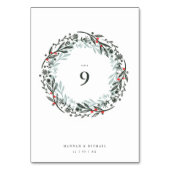 素朴な植物の水彩画のリース テーブルナンバー (裏面)