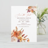 素朴な植物の花テラコッタの秋の結婚式 セーブザデート (スタンド正面)