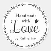 素朴な植物の花輪 手作りの愛情を込めて ラウンドシール (正面)