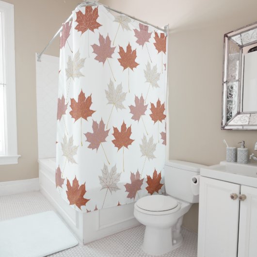 素朴な植物テラコッタのカエデの葉のパターン シャワーカーテン (インサイチュ)