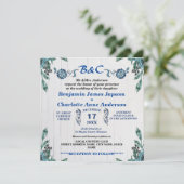 素朴な植物モノグラムのカスタマイズされたウェディング 招待状 (スタンド正面)