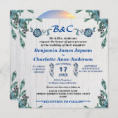 素朴な植物モノグラムのカスタマイズされた結婚式 招待状 (正面/裏面)