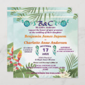 素朴な植物モノグラムカスタマイズウェディング 招待状 (正面/裏面)