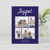 素朴な楽しいフォー ファミリー フォト コラージュ ネイビー ブルー シーズンカード (スタンド正面)