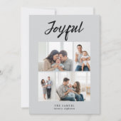 素朴な楽しい四人家族の写真コラージュ灰 シーズンカード (正面)