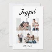 素朴な楽しい四人家族の写真コラージュ ホワイト シーズンカード (正面)