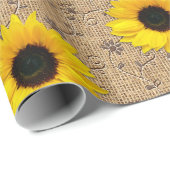 素朴な模倣されたバーラップのレースのヒマワリ ラッピングペーパー (ロールコーナー)