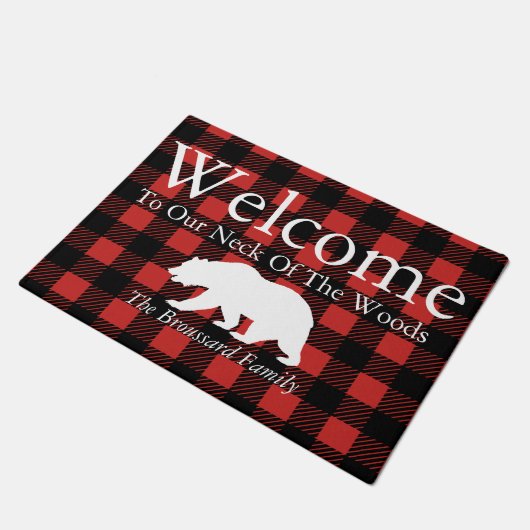 素朴な樵の格子縞及びくまの姓 ドアマット (アングル)