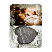 素朴な樹皮の木のハート チューリップ グリーン マグネット (縦)