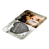 素朴な樹皮の木のハート チューリップ グリーン マグネット (左側)